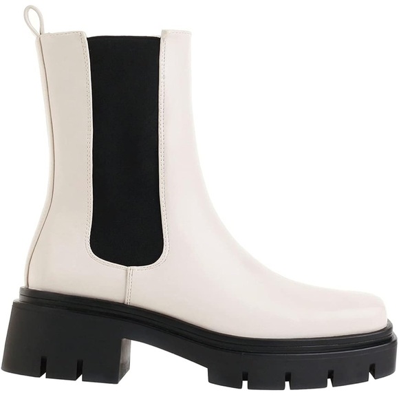White & Black Chunky Chelsea Boots - Picture 2 of 8